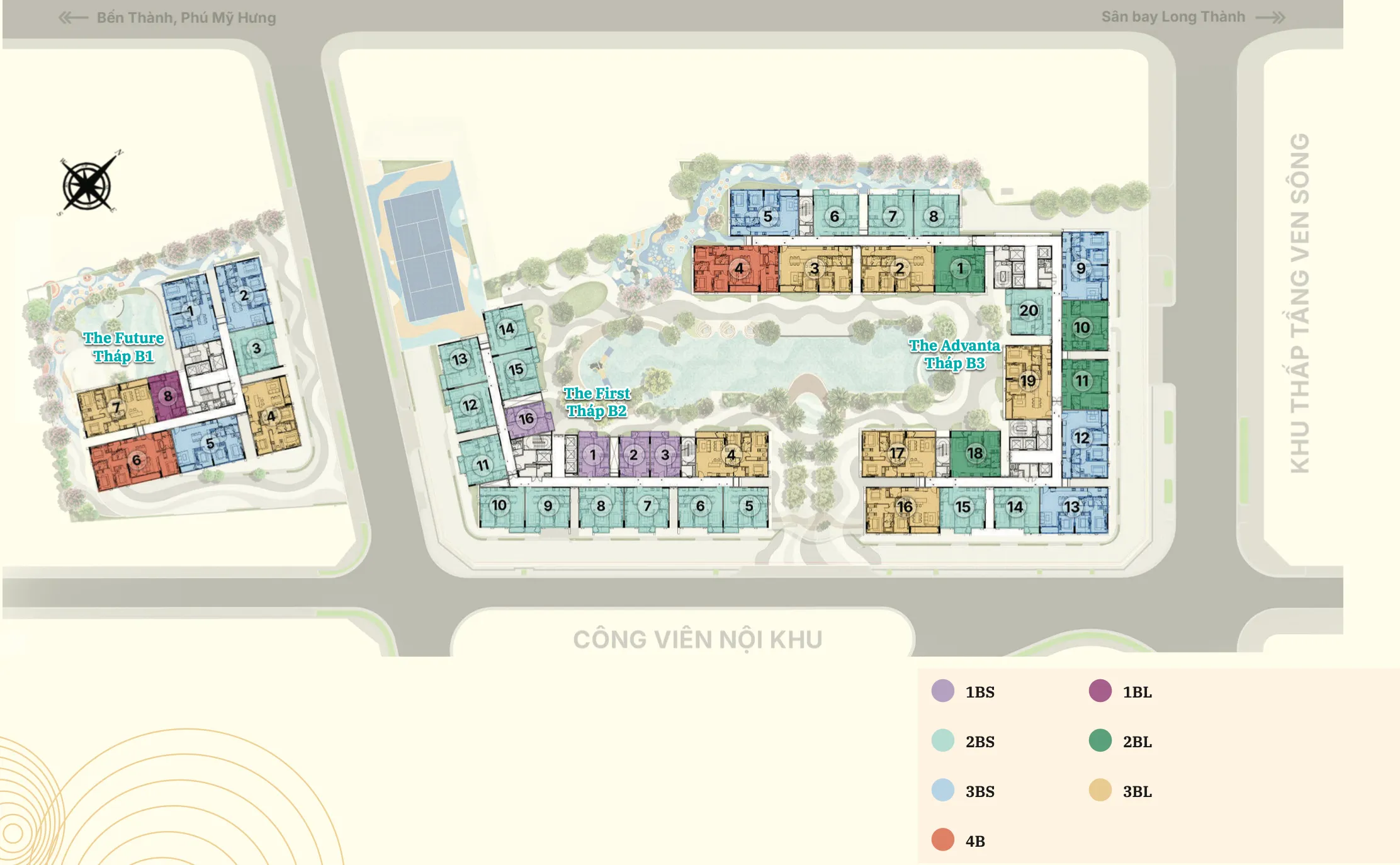Layout 3 tháp căn hộ Gladia Heights