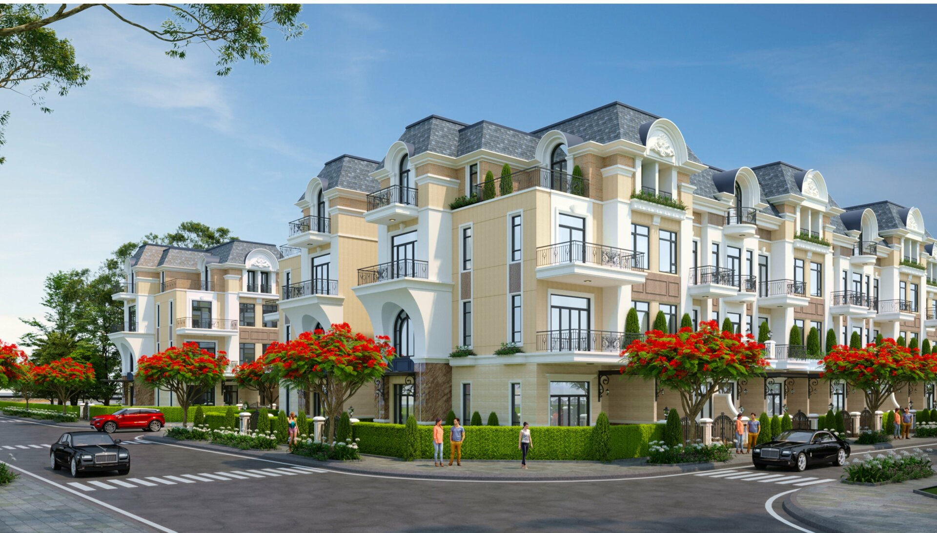 Phối cảnh khu nhà phố biệt thự The Solina Khang Điền phong cách tân cổ điển